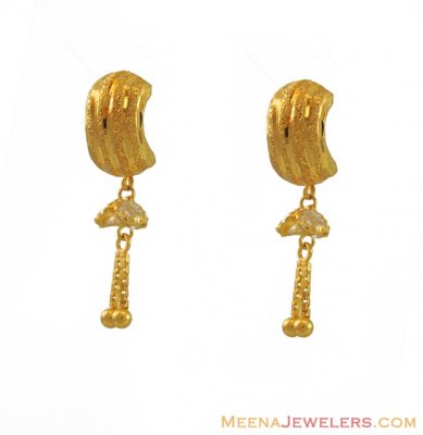 Gold Clipon Earrings (with hanging) ( 22Kt Gold Fancy Earrings )