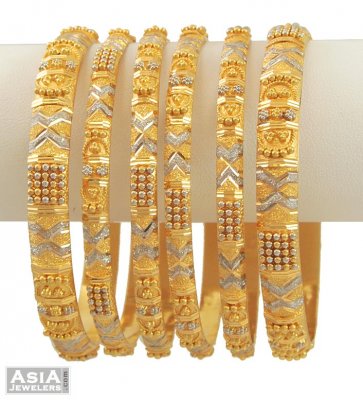 Two Tone Bangle Set (22 Karat) ( Set of Bangles )