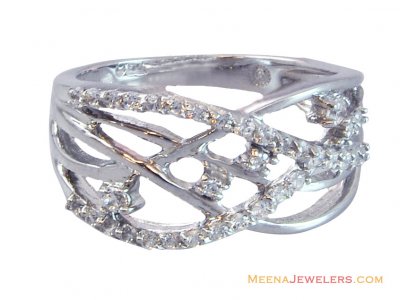 18K Designer Band Shaped Ring ( Ladies White Gold Rings )