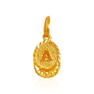 22K Gold Pendant with Initial (A) ( Initial Pendants )