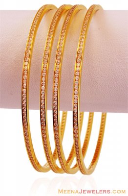 22k Fancy CZ Bangle Set (4 PC) ( Set of Bangles )