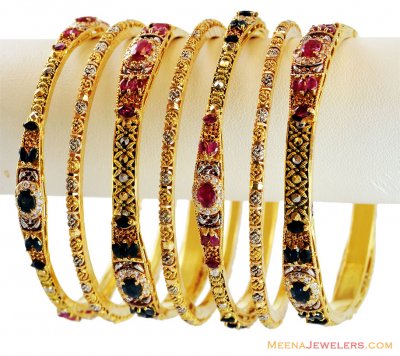 22k Antique Bangles Set 7 Pc(Custom Order) ( Set of Bangles )