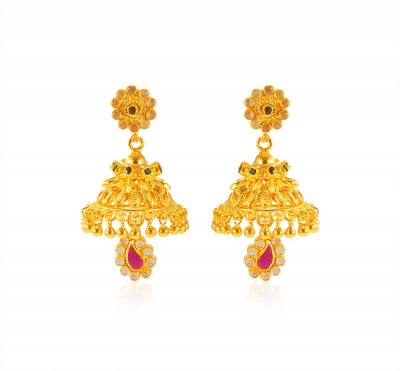  22 Karat Gold Jhumkhi Earrings ( Exquisite Earrings )