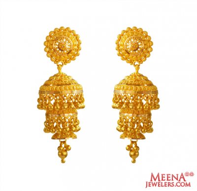 22K Four Layered Jhumki ( 22Kt Gold Fancy Earrings )