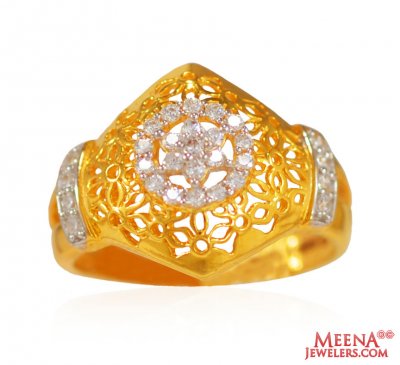 22kt Gold Fancy Stone Ring ( Ladies Signity Rings )