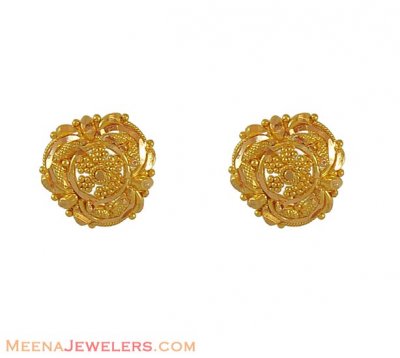 22K Filigree Gold Earrings  ( 22 Kt Gold Tops )