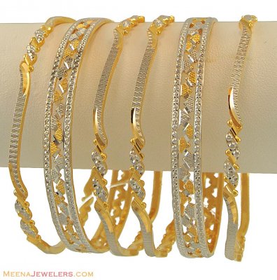 22K Gold 2 Tone Bangles Set ( Two Tone Bangles )