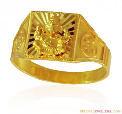 Gold Ganesha Mens Ring - RiMs16520 - 22K gold religious ring for men's ...