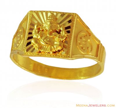 Gold Ganesha Mens Ring ( Religious Rings )