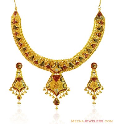 22K Three Tone Exclusive Set ( 22 Kt Gold Sets )