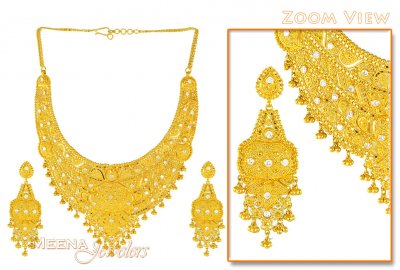 22Kt Gold Bridal Necklace Set ( Bridal Necklace Sets )