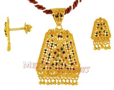 Gold MeenaKari Pendant ( Gold Pendant Sets )