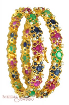 22k Gold Bangle with Precious Stones ( Precious Stone Bangles )