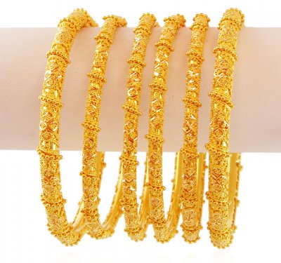 22k Filigree Pipe Bangles (6pc) ( Set of Bangles )