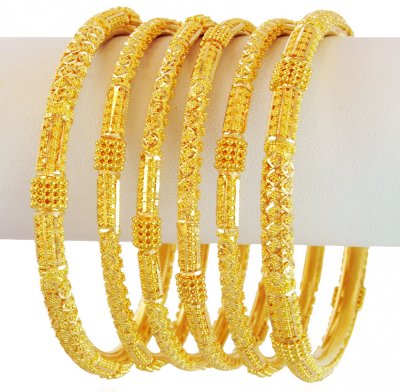 Gold Bangles Set (6 PCs) ( Set of Bangles )