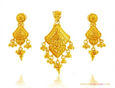 22K Filigree Gold Pendant Set ( Gold Pendant Sets )