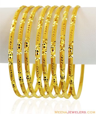 22k Fancy Gold Bangles Set(4 Pc) ( Set of Bangles )