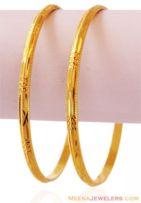 Gold Machine Bangles (2 pcs) ( Gold Bangles )