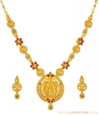 Gold Ruby Emerald Temple Jewelry ( Gold Designer Sets )
