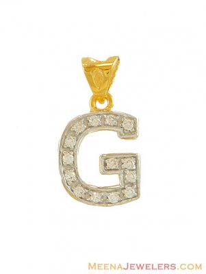 22Kt Gold Pendant with Initial(G) ( Initial Pendants )