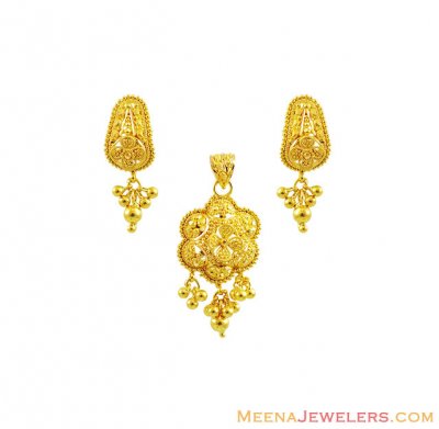 22KGold Indian Pendant Set ( Gold Pendant Sets )