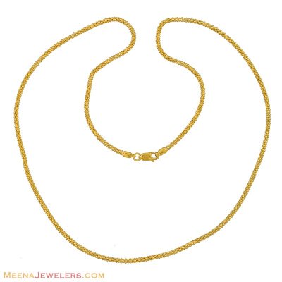 22K yellow Gold Chain (22 Inch) ( Plain Gold Chains )