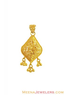 22K Gold Floral Filigree Pendant ( Fancy Pendants )