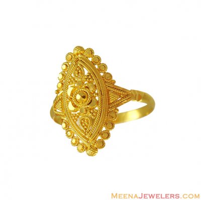 22K Fancy Filigree Ladies Ring  ( Ladies Gold Ring )