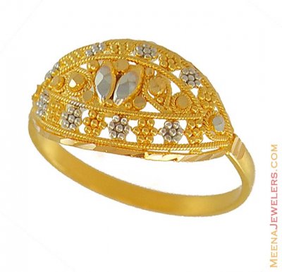 22K Gold Two Tone Ring ( Ladies Gold Ring )