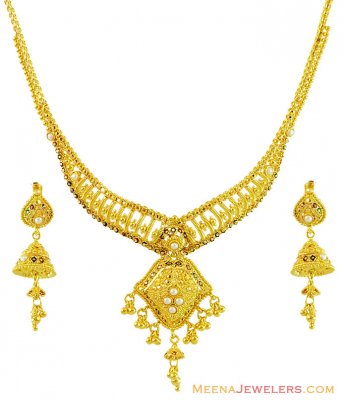 Designer Meenakari Pearls Set 22k  ( Light Sets )