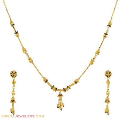 Gold Meenakari Set (22Kt) ( Light Sets )