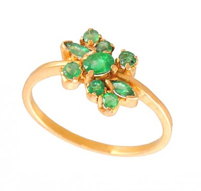 Gold Ring with Emerald ( Ladies Rings with Precious Stones )