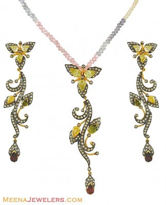 Designer Polki Pendant Set ( Diamond Victorian Jewelry )