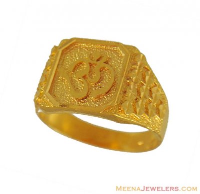 22Kt Mens OM Ring - RiMs7364 - 22k yellow gold ring, designed with Om ...