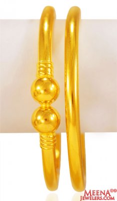 22kt Gold Plain Kada (2PC) ( Gold Bangles )