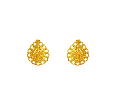 Fancy Filigree Earrings 22K ( 22 Kt Gold Tops )