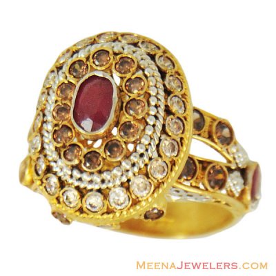 22K Exclusive Antique Ring ( Ladies Rings with Precious Stones )