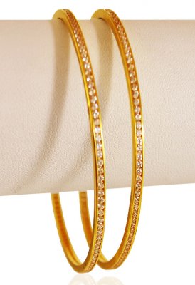 22kt Gold Two Tone Bangles (2Pcs) ( Two Tone Bangles )