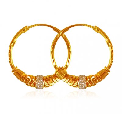 22kt Gold 2 Tone Hoop Earrings ( Hoop Earrings )