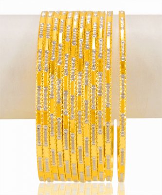 22Kt Gold Two Tone Bangles (12 PC) ( Two Tone Bangles )