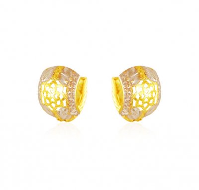 22k Gold Two Tone Clip On Earrings ( Clip On Earrings )