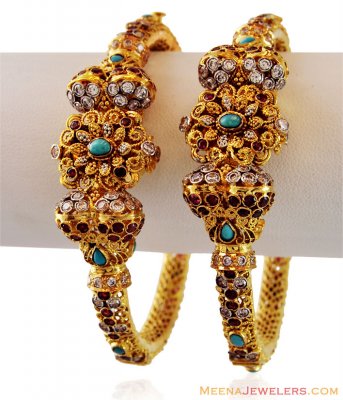 22K Gold Antique Kada (2PCs) ( Antique Bangles )