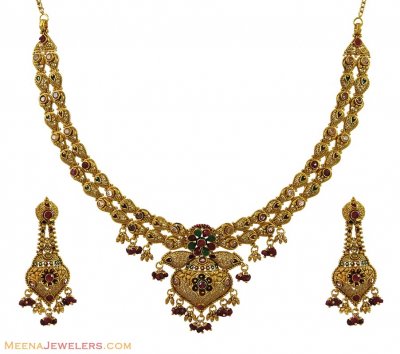 Antique Necklace Set (22Kt) ( Antique Necklace Sets )