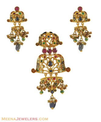 Designer Antique Pendant Set(22k) ( Antique Pendant Sets )