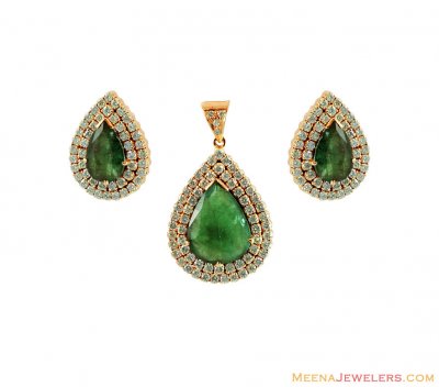 Emerald Diamond Pendant Set ( Diamond Pendant Sets )