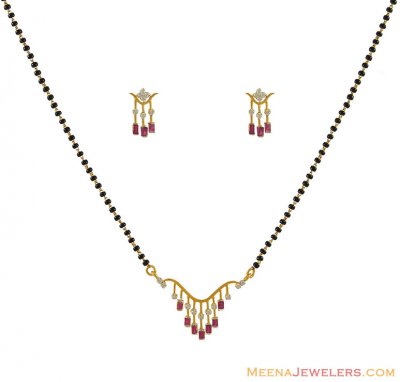 Diamond Mangalsutra Set With Ruby ( Diamond MangalSutras )