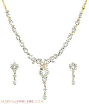 18K Gold Diamond Necklace Set ( Diamond Necklace Sets )