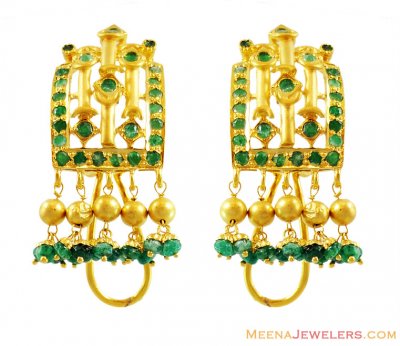 22K Exclusive Emerald Earrings ( Precious Stone Earrings )