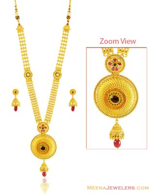 Fancy Long Antique Necklace Set 22k ( Bridal Necklace Sets )