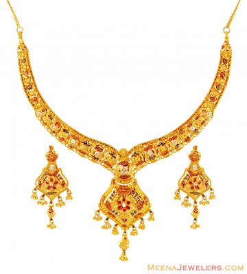 22k Tricolor Filigree Set ( 22 Kt Gold Sets )